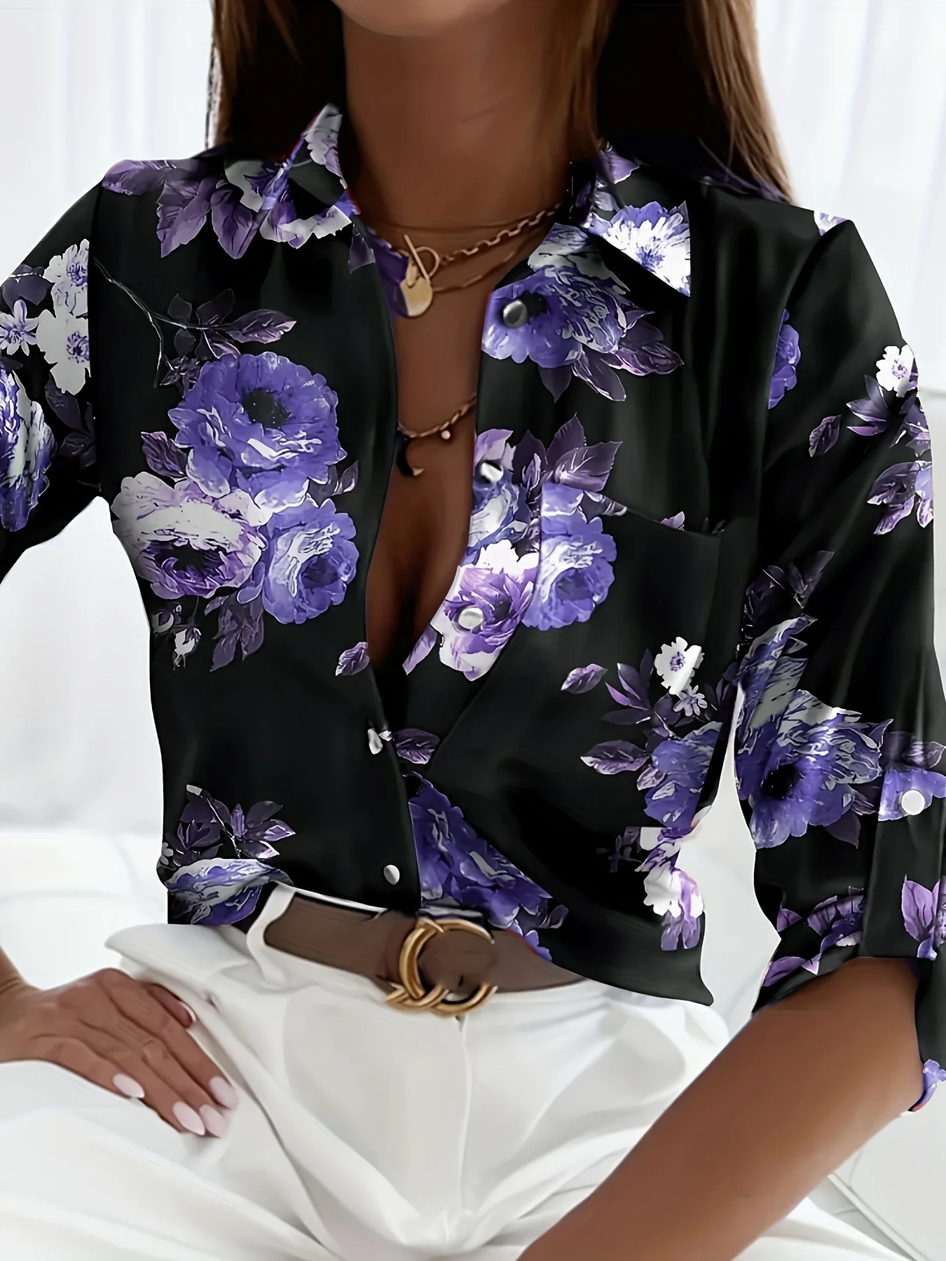 Peacock Print Casual Loose Women's Shirt 2023 Autumn Vintage Women's Oversized Shirts and Blouses Fashion Elegant Women's Tops 4