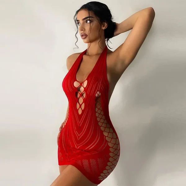 Sexy Fishnet Halter Backless Dress Low Cut Tight Pencil Cute Dress Mini Short Dress Nightclub Dance Dress Dresses For Women 2023 4