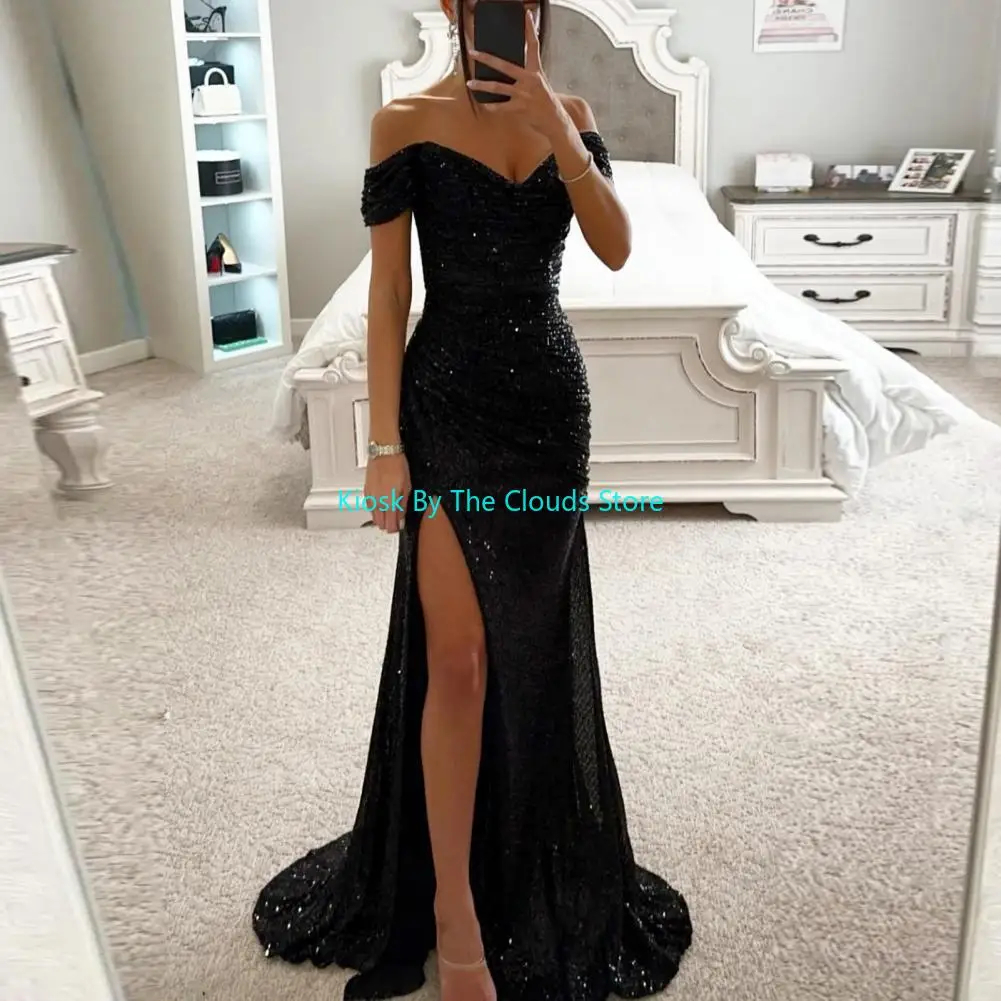 Summer Dress SkinnySequin Pleated Split Maxi Bodycon Dress Slim Fit Off Shoulder Evening Party Prom Dress Birthday Clubwear 2 Summer Dress SkinnySequin Pleated Split Maxi Bodycon Dress Slim Fit Off Shoulder Evening Party Prom Dress Birthday Clubwear 2
