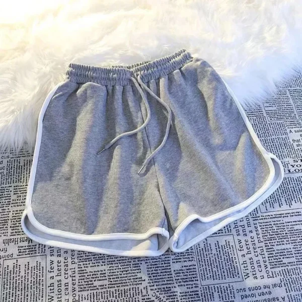 Striped Sports Shorts Women Korean Fashion Casual Mini Shorts Summer Simple Loose Wide Leg Shorts Ladies New 2
