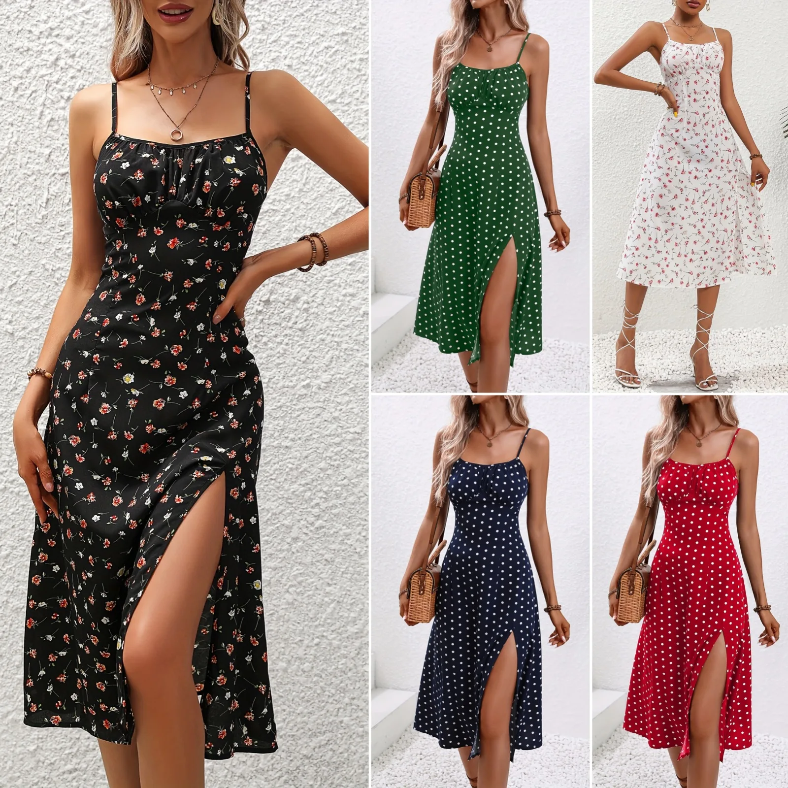 Summer Polka Dot Printed Womens Dresses Elegant Square Neck Sleeveless Sexy Chiffon Long Dress Beach Holiday Vestidos Lady Robe 6 Summer Polka Dot Printed Womens Dresses Elegant Square Neck Sleeveless Sexy Chiffon Long Dress Beach Holiday Vestidos Lady Robe 6