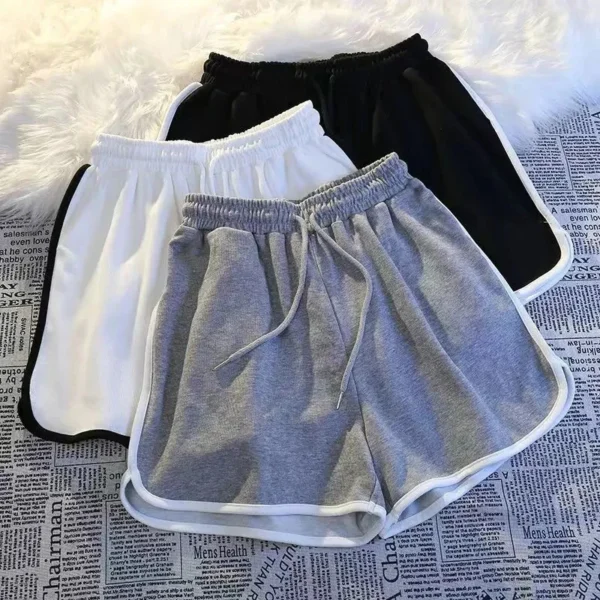 Striped Sports Shorts Women Korean Fashion Casual Mini Shorts Summer Simple Loose Wide Leg Shorts Ladies New 1