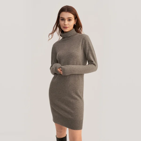 LILYSILK Cashmere Dress for Women 2022 New Femme Turtleneck Wrap Long Sleeve Warm Party Dress Lady Evening Outfits Free Shipping 4