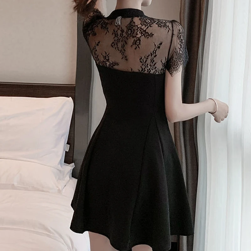 Women's Summer Lace Dress Tulle Cheongsam Dresses for Women 2023 Black Party Prom New Silk Transparent Korean Fashion Vintage 6 Women's Summer Lace Dress Tulle Cheongsam Dresses for Women 2023 Black Party Prom New Silk Transparent Korean Fashion Vintage 6